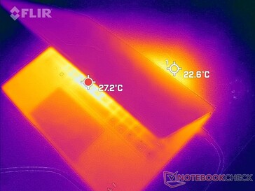 Тёплый воздух выдувается в области под экраном (назад или в сам экран, смотря какой угол)