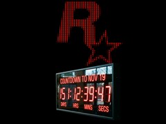 Логотип Rockstar Games с часами, отсчитывающими время до даты выхода GTA 6