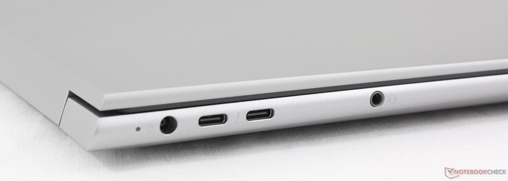 Слева: Блок питания, 2x USB-C 4.0 с Thunderbolt 4 (40 Гбит/с, DisplayPort-ALT 1.4), 3,5 мм стерео