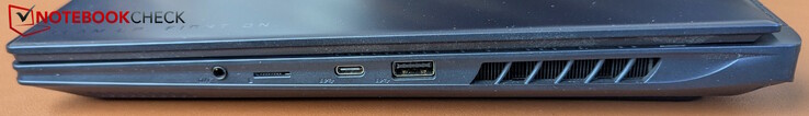 Справа: USB-A 3.2 Gen 2, USB-C с Thunderbolt 4 (PD 3.0, DP 1.4, USB 4), устройство для чтения карт памяти micro SD, разъем для гарнитуры