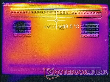 Нагрев под нагрузкой, днище ноутбука