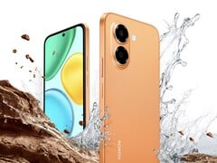 Модель Honor X7e в оранжевом цвете заката
