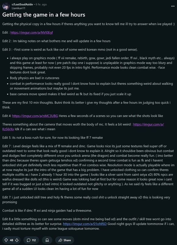 Первые впечатления от Lost Soul Aside (Источник изображения: скриншот, сабреддит Lost Soul Aside)
