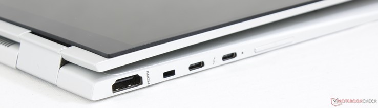 Правая сторона: качелька регулировки громкости, 2x USB Type-C (Thunderbolt 3), DriveLock, HDMI 1.4