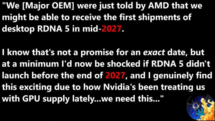 Настольные графические процессоры RDNA 5 могут появиться на рынке в 2027 году.