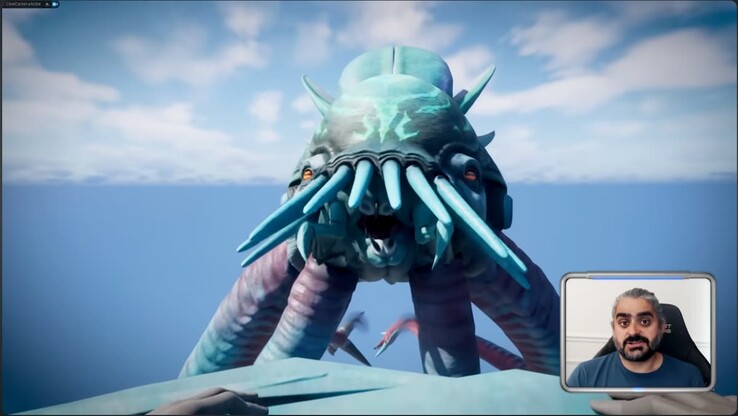 Скриншот из влога разработчиков, показывающий Левиафана-коллекционера в Subnautica 2 (Источник изображения: YouTube-канал Subnautica)