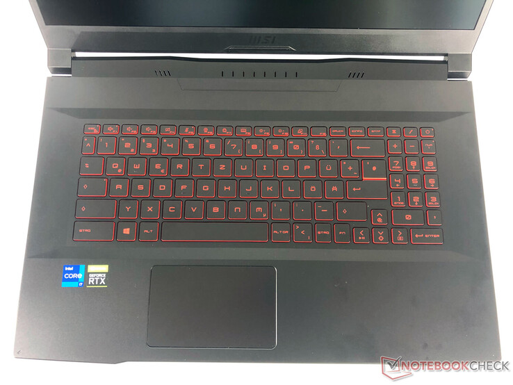 Keyboard and touchpad of the MSI Katana GF76