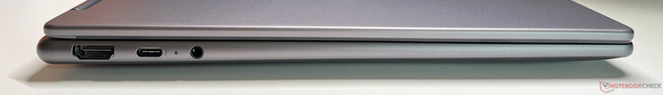 Слева: HDMI 1.4b, USB-C 4.0 с Thunderbolt 4 (40 Гбит/с, DisplayPort 2.1, Power Delivery 3.0), 3,5-мм аудио