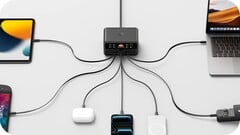 Семь устройств могут питаться одновременно через USB-C или USB-A с общей максимальной мощностью 350 Вт.
