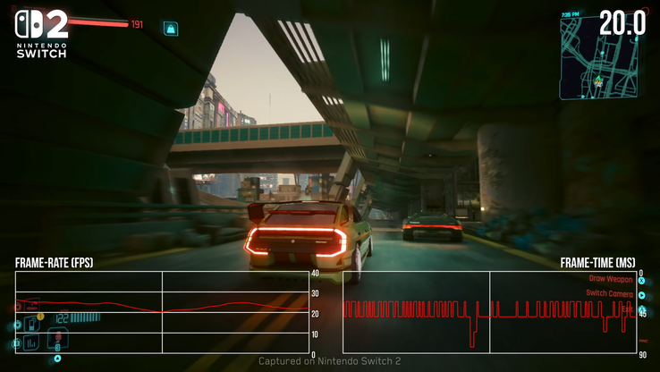 Производительность Nintendo Switch 2 Cyberpunk 2077. (Источник изображения: Digital Foundry)