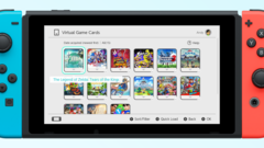 Меню виртуальной игровой карты в интерфейсе Nintendo Switch отображает такие популярные игры, как The Legend of Zelda: Tears of the Kingdom, Splatoon 3 и Pokémon Scarlet. (Источник изображения: Nintendo)