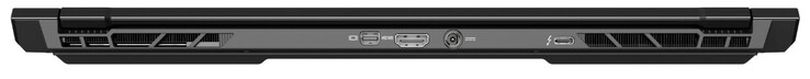 Задняя сторона: Mini DisplayPort 1.4, HDMI 2.0, разъем питания, Thunderbolt 3