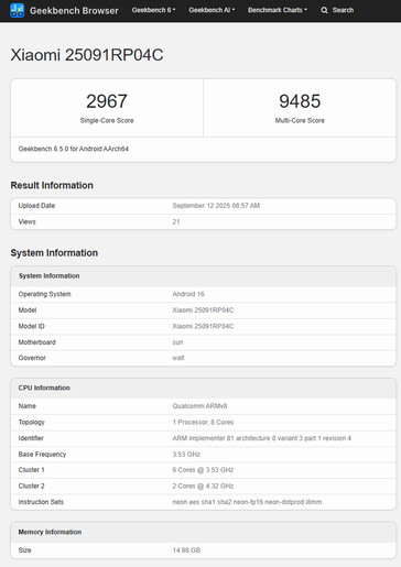 (Источник изображения: Geekbench)