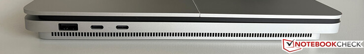 Левая сторона: USB-A 3.2 Gen.1 (5 Гбит/с), 2x USB-C 4.0 (Thunderbolt 4 40 Гбит/с, DisplayPort-ALT-Mode 1.4, Power Delivery)