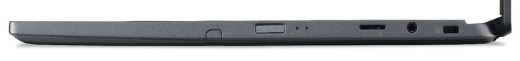 Правая сторона: клавиша включения со сканером отпечатков, картридер (microSD), аудио разъем, слот для замка