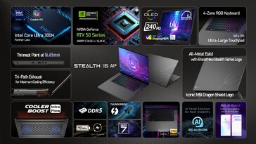 MSI Stealth 16 AI+: Обзор характеристик. (Источник изображения: MSI)