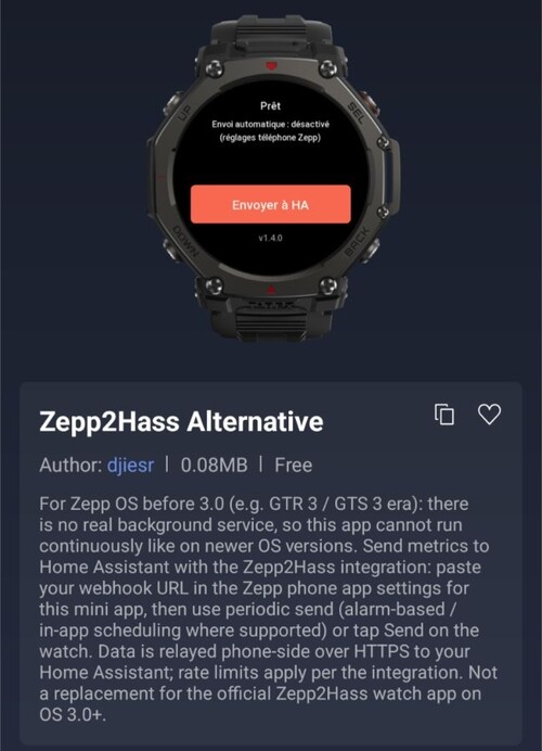 Zepp2Hass Альтернативное приложение Zepp Mini для смарт-часов Amazfit