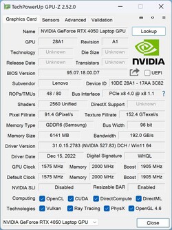 GPU-Z: RTX 4050