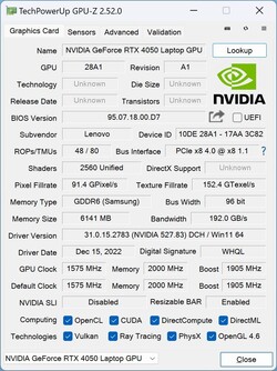 GPU-Z: RTX 4050