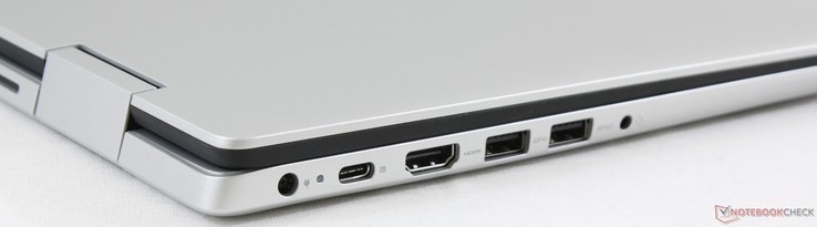 Левая сторона: разъем питания, порт USB Type-C Gen. 1 (DisplayPort и Power Delivery), HDMI 1.4b, 2x USB 3.1 Gen. 1, комбинированный аудио разъем