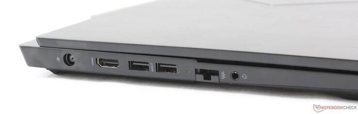 Левая сторона: разъем питания, HDMI 2.0, 2x USB 3.1 Type-A, Ethernet, комбинированный аудио разъем
