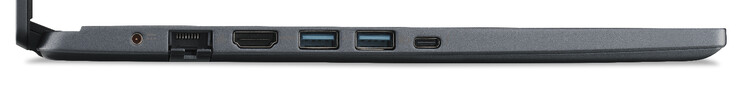 Левая сторона: разъем питания, Ethernet, HDMI, 2x USB 3.2 Gen 1 (Type-A), Thunderbolt 4 (Type-C; Power Delivery, DisplayPort)