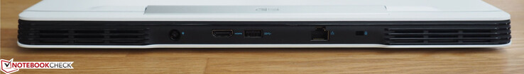 Задняя сторона: разъем питания, HDMI, USB Type-A, Ethernet, слот для Noble lock