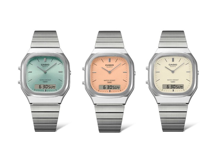 Слева направо: часы Casio Vintage AQ-240E-2A, AQ-240E-4A и AQ-240E-7A2
