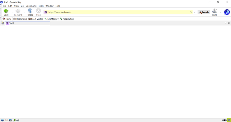 Версия 2.53.22: Stuff.co.nz вообще не загружается, в отличие от версии 2.53.21 на базе Firefox 128 (Источник изображения: Скриншот - Notebookcheck)