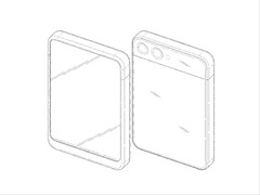 Как утверждается, предполагаемый телефон Samsung будет расширяться по вертикали, как показано в заявке на патент. (Источник изображения: DomoAI и xleaks7)