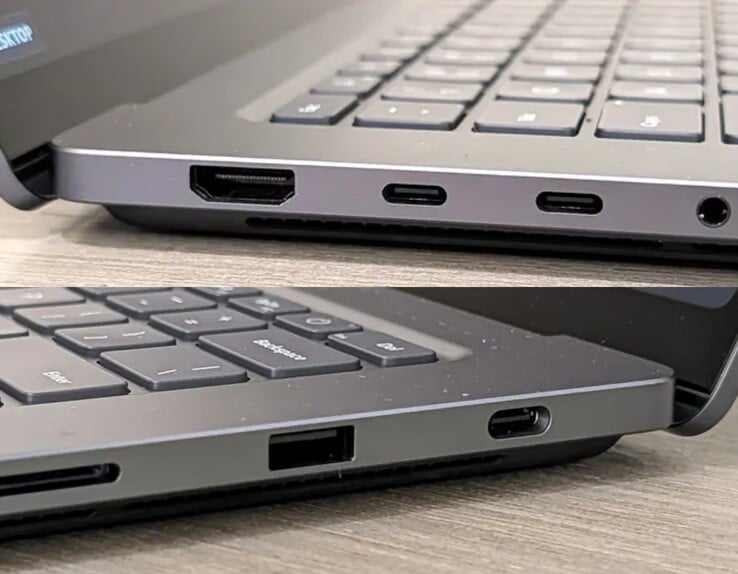 Порт USB-C на правой стороне Surface Laptop Ultra заметно больше, чем порты USB-C на левой.