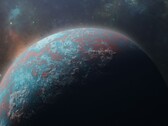 Иллюстрация художника, изображающая экзопланету.