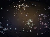 Тёмный вид сети заметок со светящимися точками и надписями, такими как «Zettelkasten», «Налоговая декларация 2025» и «Стратегия резервного копирования»