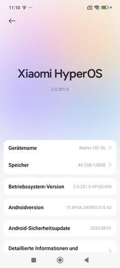 Программное обеспечение: Xiaomi Redmi 15C