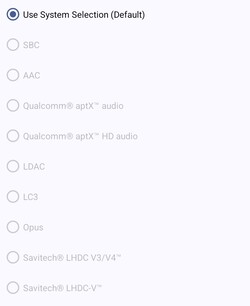 Доступные аудиокодеки Bluetooth