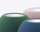 HomePod mini 2 в трёх из пяти расцветок, доступных на старте продаж.