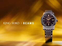 Часы King Seiko x Beams SDKA025, изображенные на стилизованном желто-оранжевом фоне. (Источник изображения: PR Times JP)