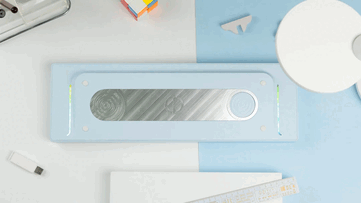 Беспроводная механическая клавиатура ND104 синего цвета. (Источник изображения: Chilkey)