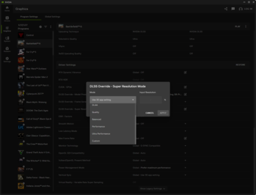 Вручную выберите нужный режим DLSS. (Источник изображения: Notebookcheck)