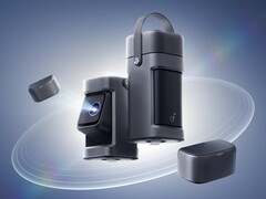 Новый портативный проектор Anker Nebula P1 поставляется с двумя съемными динамиками мощностью 10 Вт. (Источник изображения: Anker)