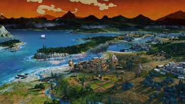 Изображение, на котором показаны несколько городов из игры «A Total War Saga: Troy».
