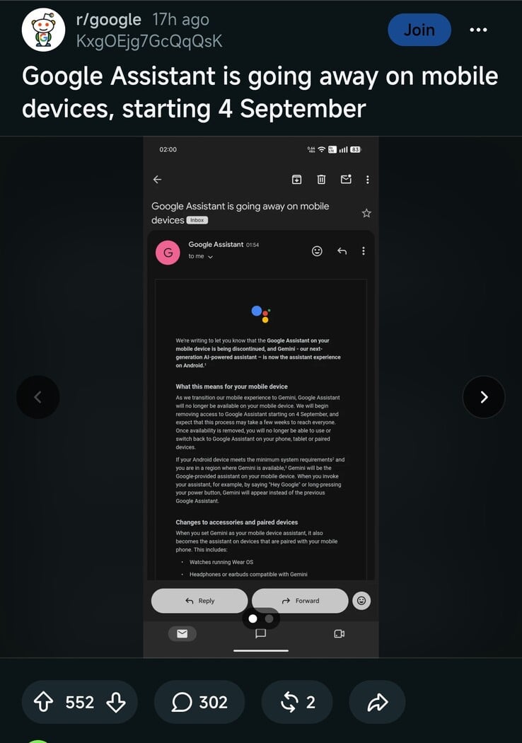 Сообщение на Reddit с полным текстом электронного письма