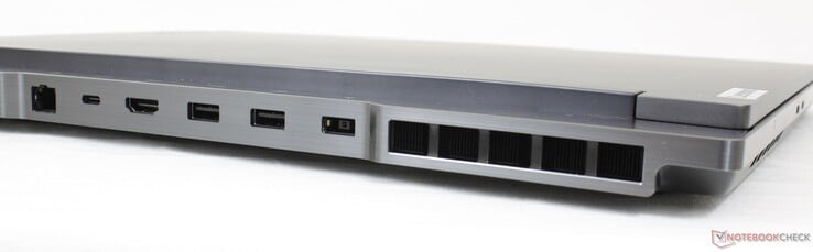 Задняя сторона: Ethernet, USB-C 3.2 Gen. 2 (DisplayPort 1.4 + 135 Вт Power Delivery), HDMI 2.1, USB-A 3.2 Gen. 1, USB-A 3.2 Gen. 1 (Always on), адаптер питания