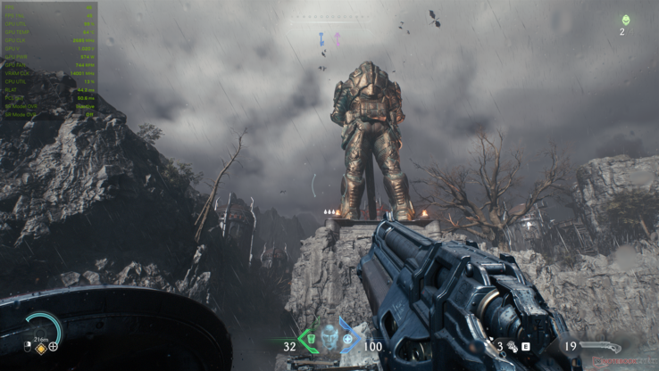 Doom: The Dark Ages DLSS 4.5 Preset M, PT on. (Источник изображения: Notebookcheck)