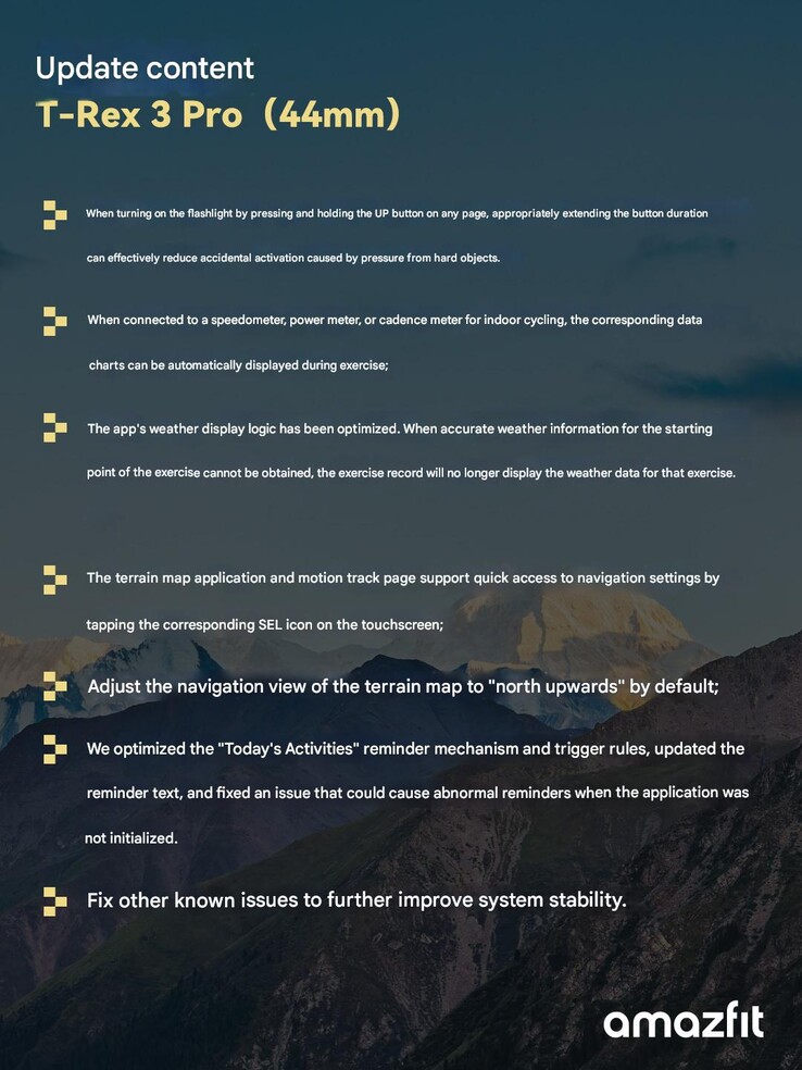 Журнал изменений для версии прошивки 4.4.2.3 для смарт-часов Amazfit T-Rex 3 Pro 44 mm