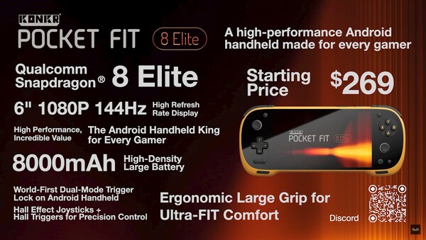 Технические характеристики Ayaneo Konkr Pocket Fit Elite. (Источник изображения: Ayaneo)