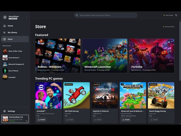 Страница магазина предназначена для того, чтобы пользователи Steam Deck могли скачивать игры из Microsoft Store и PC Game Pass. (На изображении: скриншот лаунчера Xodus Nexus.)