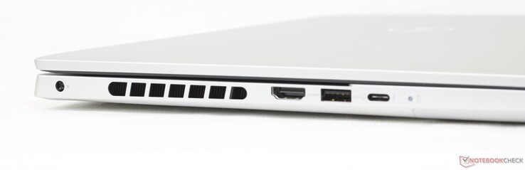 Левая сторона: разъем питания, HDMI 2.0, USB-A 3.2 Gen. 1, USB-C (Thunderbolt 4, Power Delivery, DisplayPort)