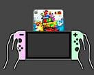 Nintendo Switch в руках с изображением виртуальной игровой карты Super Mario 3D World.