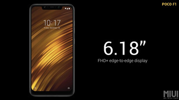 Poco F1 оснащен 6.18-дюймовым FHD дисплеем с заметным отступом снизу. (Изображение: Xiaomi)